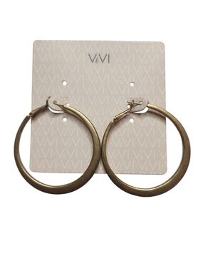NWT ViVl Brushed Antique Gold-Tone Latch Back Hoop Earrings